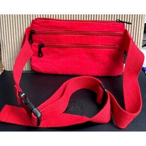 Waist Bag Fanny Pack 5 pockets Red Hip Belt Bum Pouch Sport Travel Purse Unisex